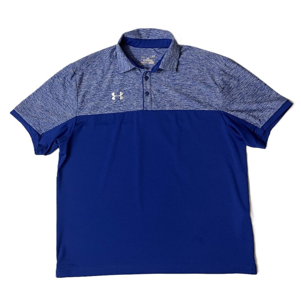 Under Armour Polo Shirt Mens L Royal Blue Team Podium Golf Shirt Short Sleeve
